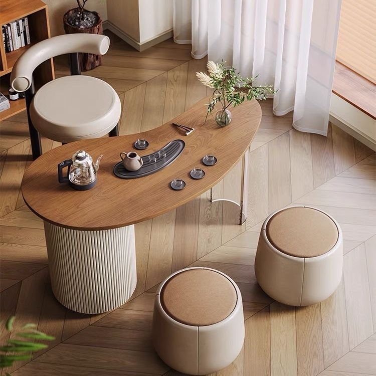 现代简约实木原木小型茶台阳台桌椅组合家用客厅茶桌泡茶新款