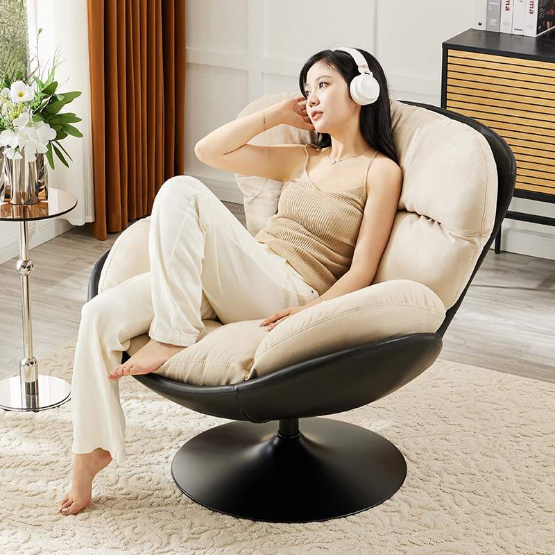 轻奢沙发椅硅胶皮单人可躺午睡懒人椅科技皮独立可旋转电脑椅家用