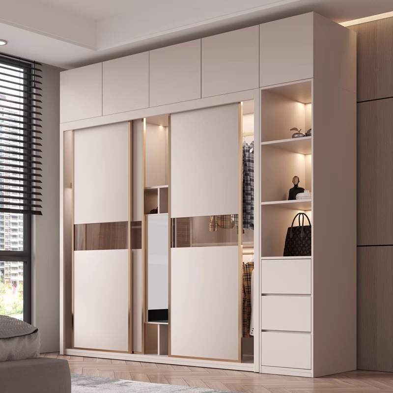 欧式简约推拉门衣柜家用卧室组装大柜子现代移滑门衣柜