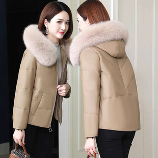 皮衣女短款加厚棉服冬新款海宁pu皮高端羽绒棉服百搭显瘦皮草外套