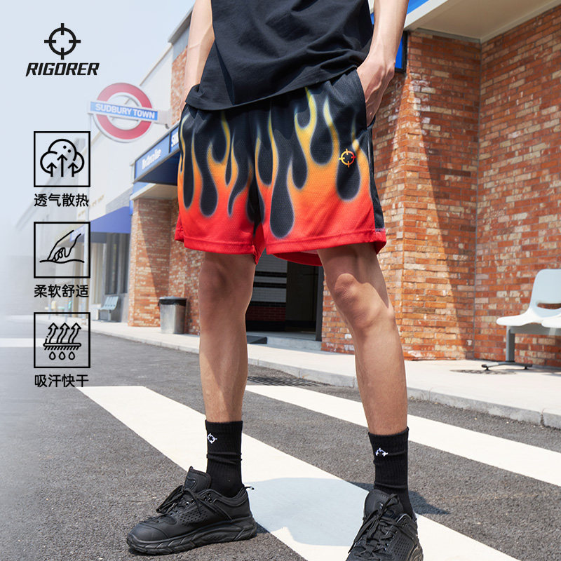 准者火焰篮球短裤2026夏季新款男美式印花运动短裤四分透气休闲裤,运动服/休闲服装,运动中长裤／短裤,淘宝优惠券,粉丝福利购,淘宝优惠卷