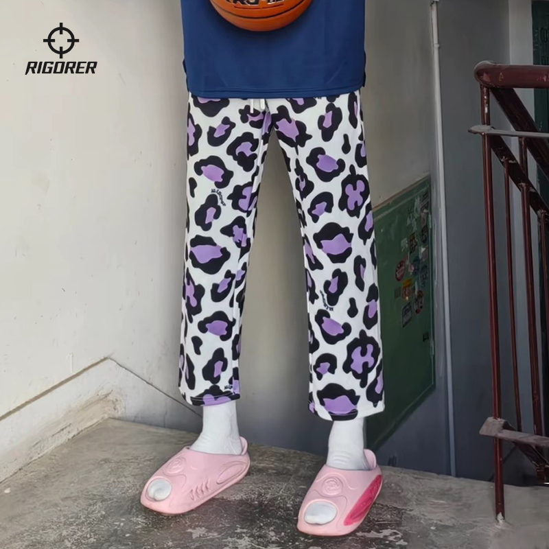 准者豹纹花裤子运动长裤男女秋季新款美式潮流篮球直筒卫裤休闲裤