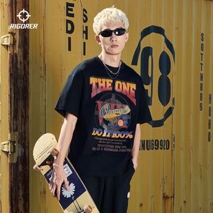 休闲印花纯棉运动半袖 准者篮球潮流短袖 男生宽松美式 新款 t恤夏季