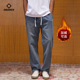 运动休闲加厚长裤 修身 男2024秋冬加绒新款 准者直筒牛仔裤