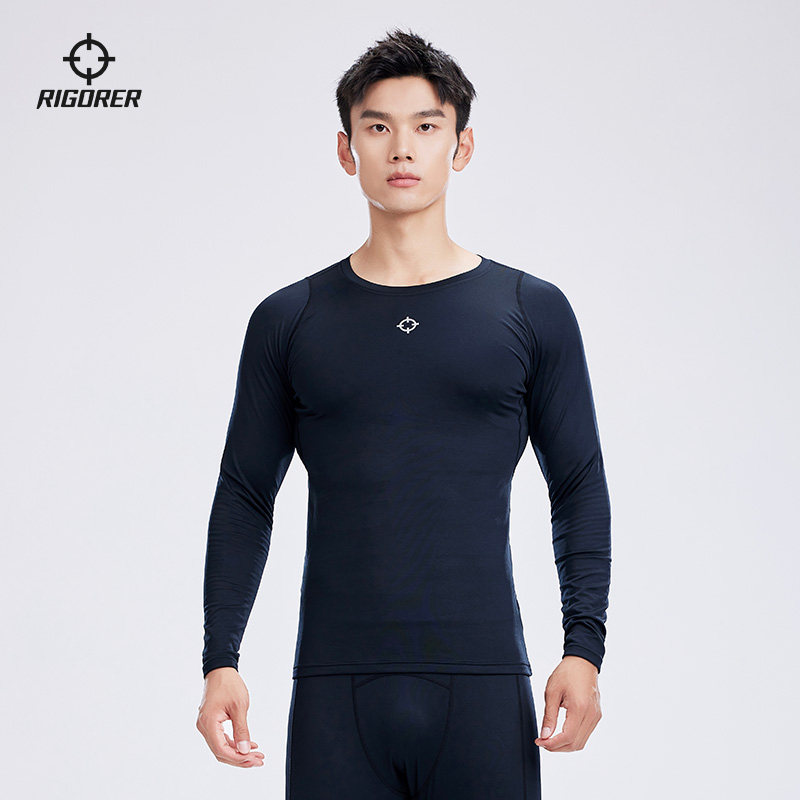准者长袖压缩衣男子冬季加绒篮球专业训练跑步健身保暖弹力紧身衣
