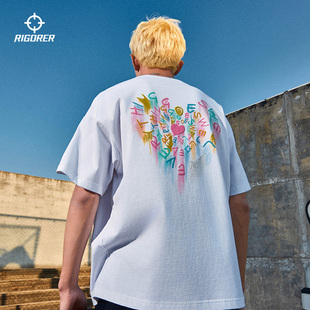 纯棉休闲印花潮流透气吸汗跑步上衣 新款 准者运动T恤短袖 男女夏季