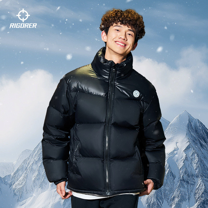 准者面包羽绒服冬季短款鸭绒保暖户外男子防风防泼水立领外套男
