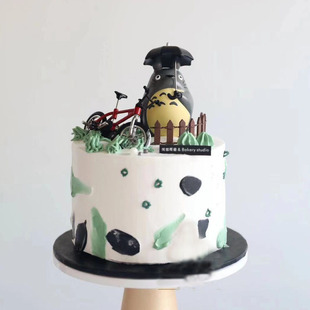 蛋糕装饰摆件龙猫蛋糕摆件打伞龙猫公仔手办日本动漫蛋糕装扮玩偶