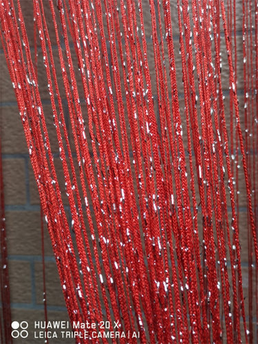 魔术贴加密大红银丝门帘成品流苏