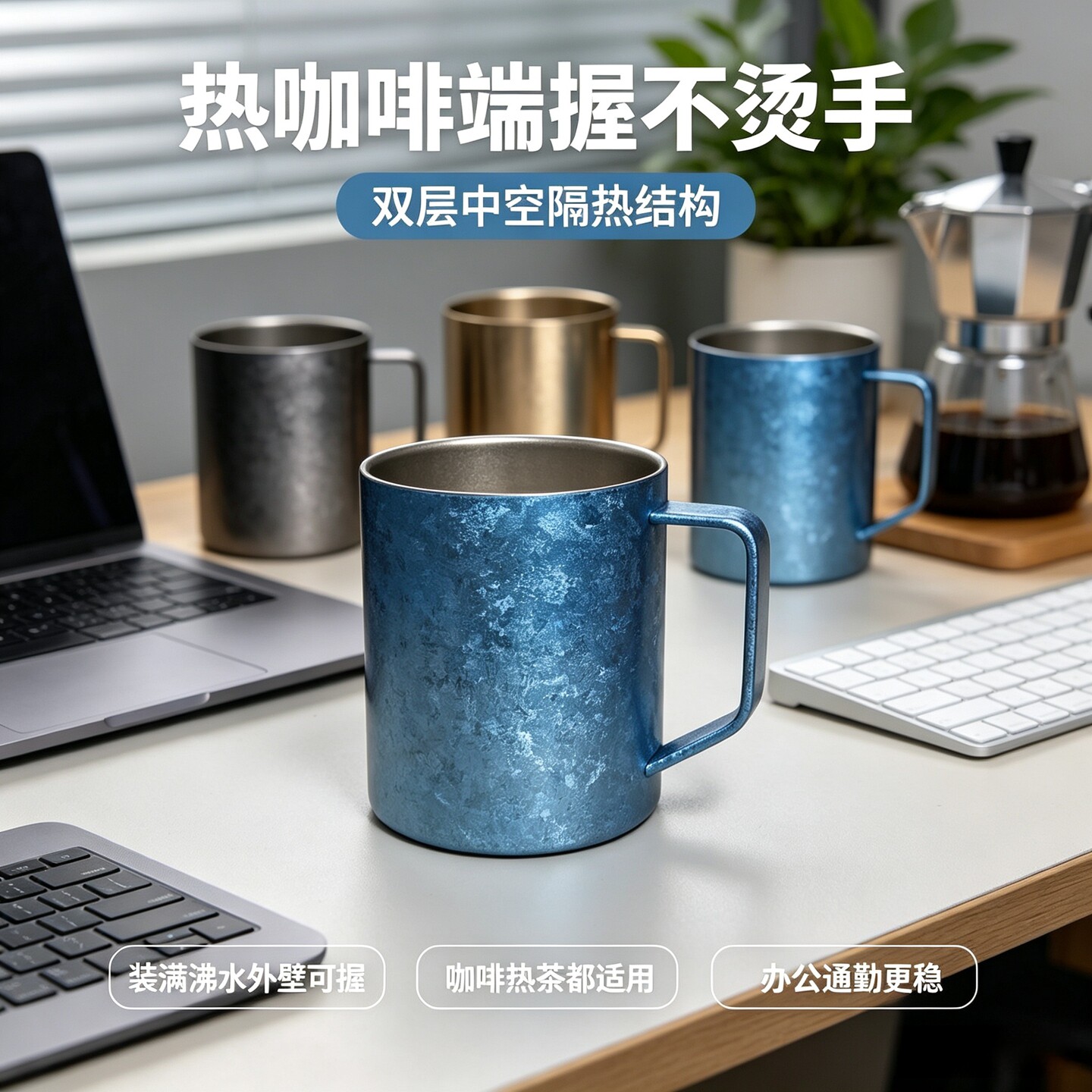2026新款纯钛啤酒杯双层隔热马克杯复古咖啡杯户外便携办公茶水杯