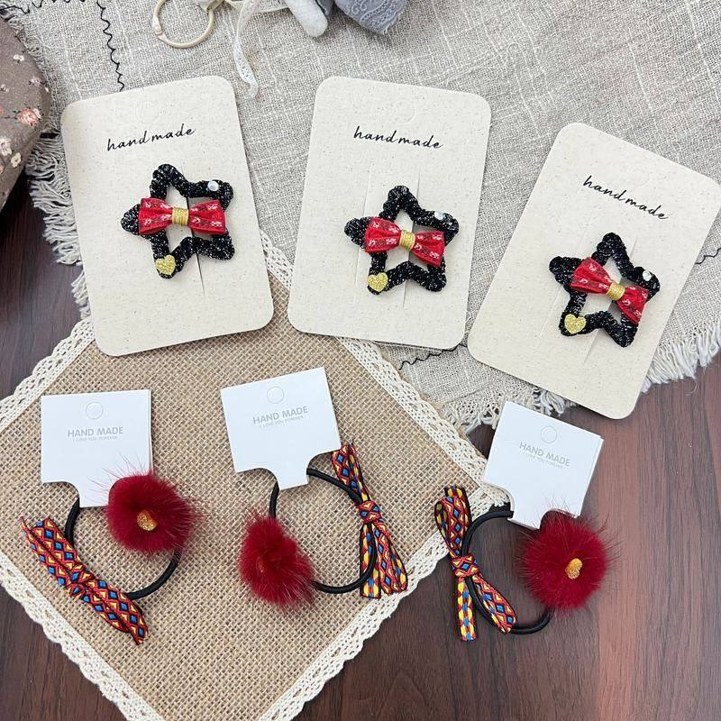 新款韩系新年亮片星星水貂毛蝴蝶结儿童发夹发圈女孩毛球头绳bb夹,童装/婴儿装/亲子装,发饰,淘宝优惠券,粉丝福利购,淘宝优惠卷