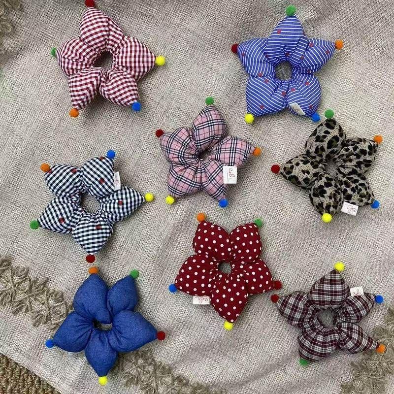 充棉波点豹纹格纹星星儿童发圈