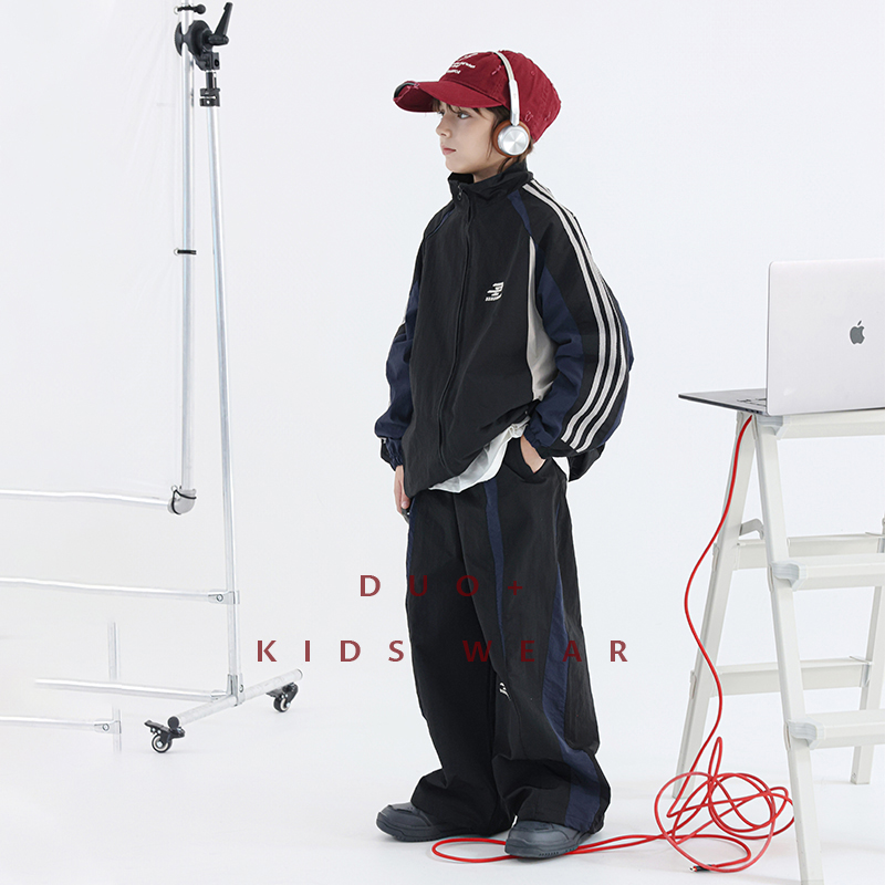多加潮牌童装男童运动套装校园风秋装新款中大童外套儿童帅气卫裤