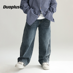 子宝宝洋气长裤 多加潮牌儿童直筒牛仔裤 男童百搭裤 新款 2025年春装