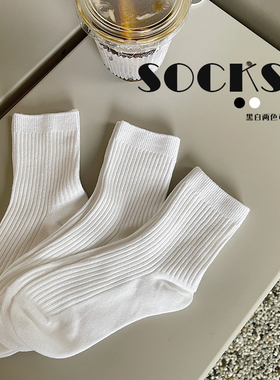 儿童袜子春秋男童宝宝运动袜中大童纯白色男孩薄款全棉潮