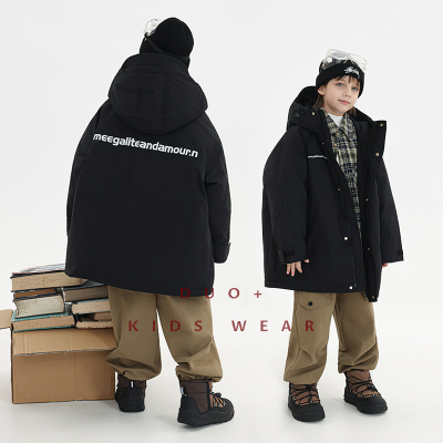 多加潮牌童装儿童中长款羽绒服2025冬装新国标90白鸭绒男童外套