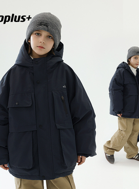 多加潮牌儿童羽绒服2025冬装新款山系工装羽绒服新国标90白鸭绒