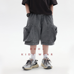 初夏上新 重工水洗做旧色大口袋潮牌短裤