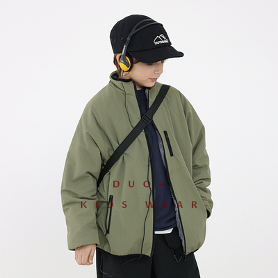 多加潮牌童装男童加绒外套冬装新款宝宝山系工装加厚外套中大上衣