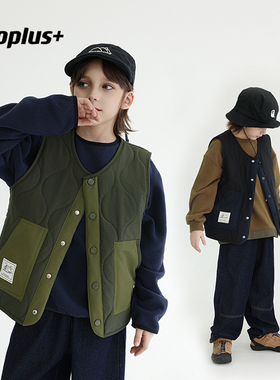 多加童装男童棉马甲秋冬2025新款儿童山系风宝宝背心中大童坎肩潮