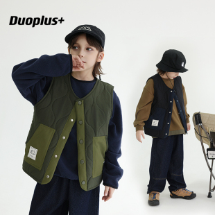 多加童装 儿童山系风宝宝背心中大童坎肩潮 男童棉马甲秋冬2025新款