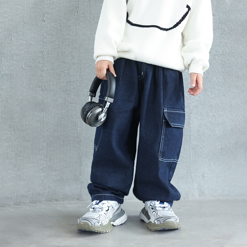 DUOKIDS日系明线大口袋牛仔裤