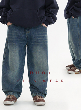 多加潮牌童装儿童加绒水洗牛仔裤2025年冬装新款男童宝宝时髦长裤