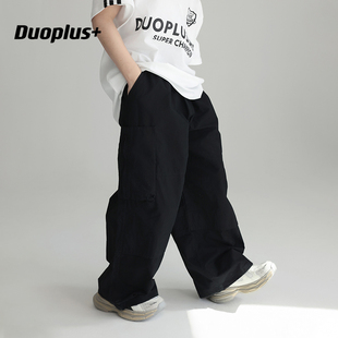 男童中大童洋气长裤 多加潮牌童装 新款 2025年春装 儿童直筒工装 裤