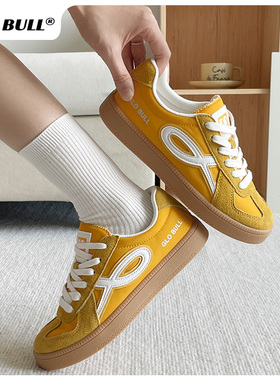 GLO BULL复古黄色德训鞋女鞋秋季轻便平底学生百搭板鞋情侣休闲鞋