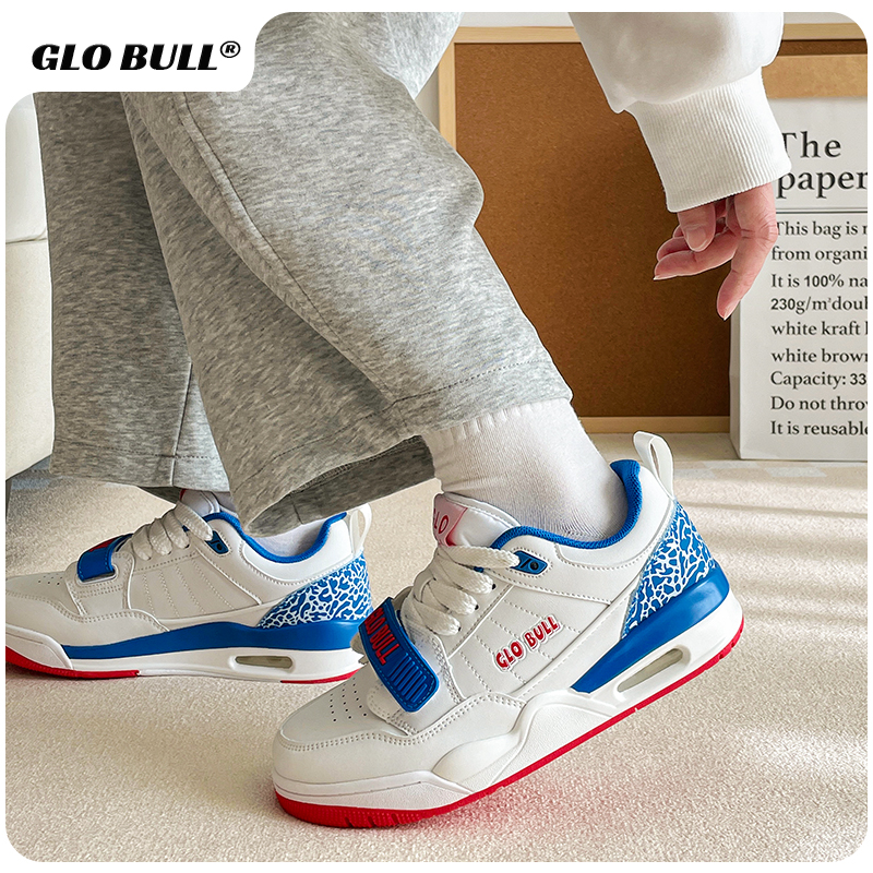GLO BULL白蓝红休闲运动鞋学生百搭鞋子厚底增高中帮板鞋情侣同款