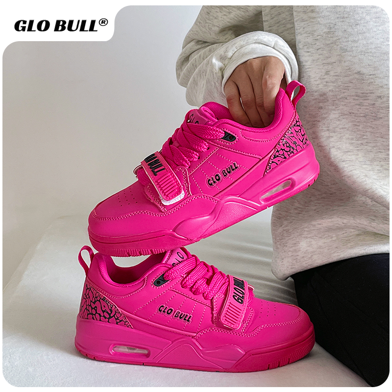 GLO BULL春季新款红色中帮板鞋女新款小众原创休闲厚底透气运动鞋