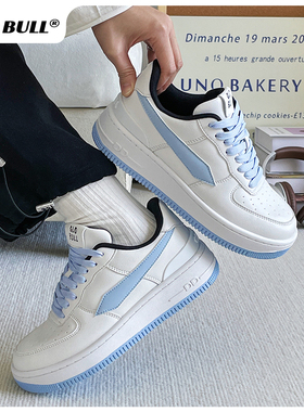 GLO BULL浅蓝色小白鞋女2025春秋季情侣款厚底休闲板鞋百搭运动鞋
