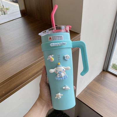 大容量高颜值多巴胺保温杯女生便携式把手咖啡杯带吸管学生水杯子