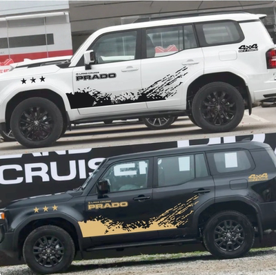 适用于丰田新款普拉多车贴拉花 霸道LC250改装饰车身泥点彩条贴纸