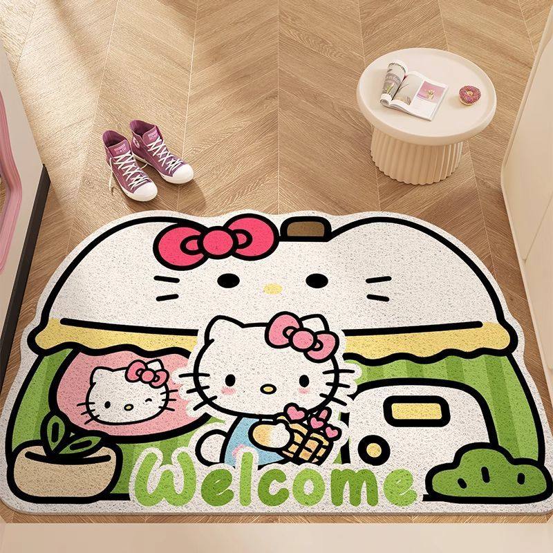 卡通凯蒂猫入户地垫耐脏免洗家用丝圈可裁剪脚垫防滑地毯进门垫子,居家布艺,入户地垫,淘宝优惠券,粉丝福利购,淘宝优惠卷
