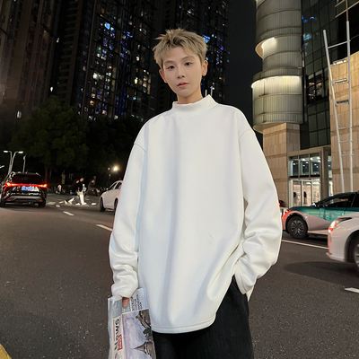 美式简约纯色宽松小众上衣打底衫