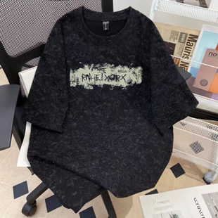 重磅280G纯棉质感扎染t恤短袖男款2025新款夏季美式复古宽松上衣