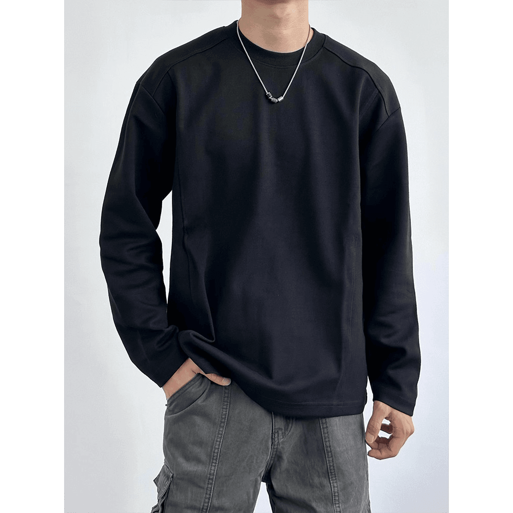 秋冬新款美式复古德绒纯色打底衫