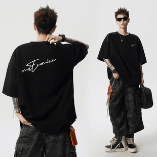 印花上衣夏季 T恤上衣男潮酷街头嘻哈高街短袖 曼巴棉短袖 重磅美式