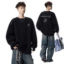 2025秋冬新款 潮牌字母加绒圆领卫衣男生潮流简约宽松百搭套头上衣