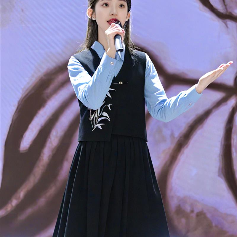 。合唱朗诵演出服演讲比赛服装初中小学生主持礼服男孩女童儿童诗