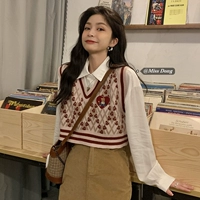 Весенний комплект, рубашка, свитер, жилет, 2023 года, тренд сезона, в корейском стиле, популярно в интернете