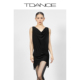 黑色均码 TDANCE女士拉丁舞练习服 荡领上衣 露背日常穿搭TD37