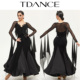 TDANCE摩登表演服装 华尔兹连衣裙国标舞高档舞裙SM18 黑纱曳影