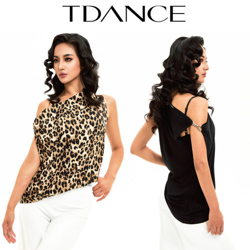 TDANCE斜肩金属扣环上衣