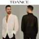 成人高级感表演班服BS 新款 翻领钮扣衬衣 TDANCE男拉丁练习