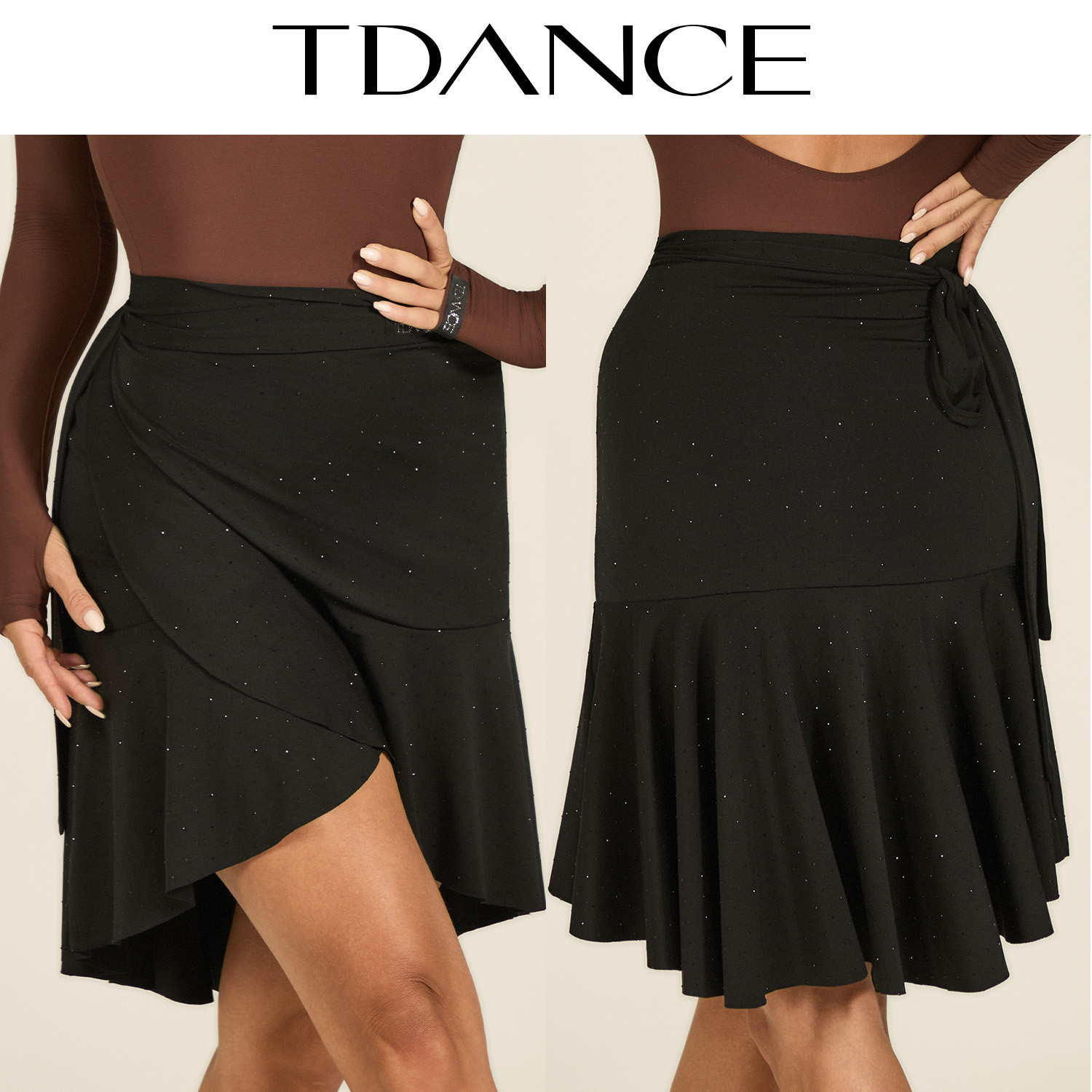TDANCE烫钻一片式系带半裙