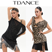 188 上课集训搭配成人上衣GL TDANCE拉丁舞服 斜肩荡领两穿外搭