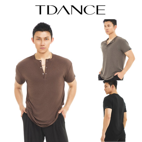 TDANCE半门襟按扣短袖上衣