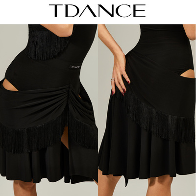 TDANCE抓褶镂空流苏半裙